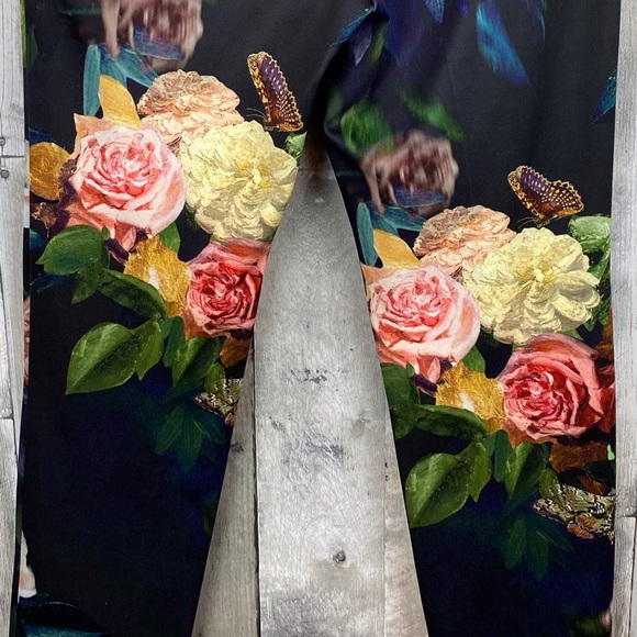Topshop Satin Floral Butterfly Crop Trouser Size 4 - Picture 6 of 8